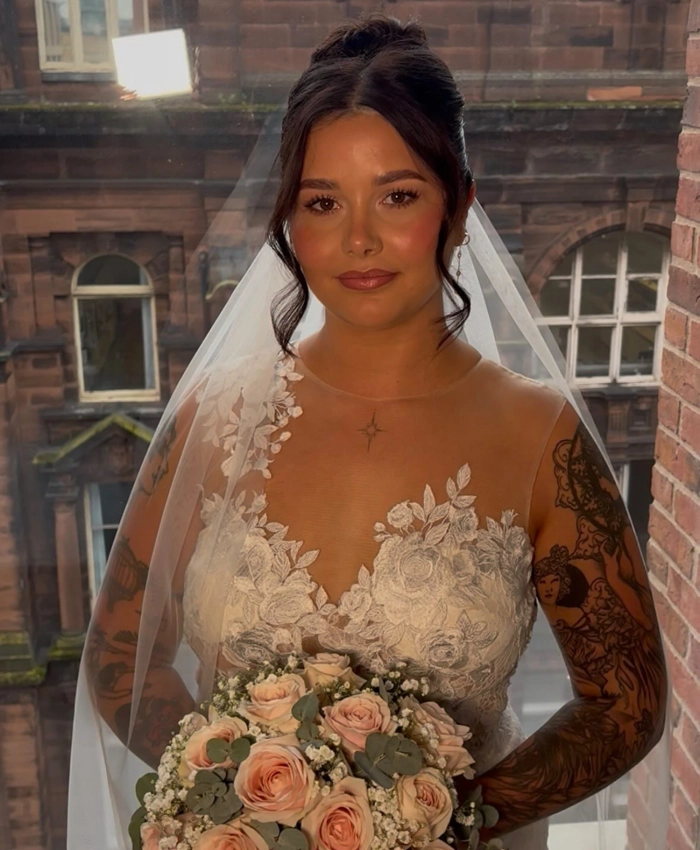 Megan wearing her Worthwhile Wardrobe wedding dress
